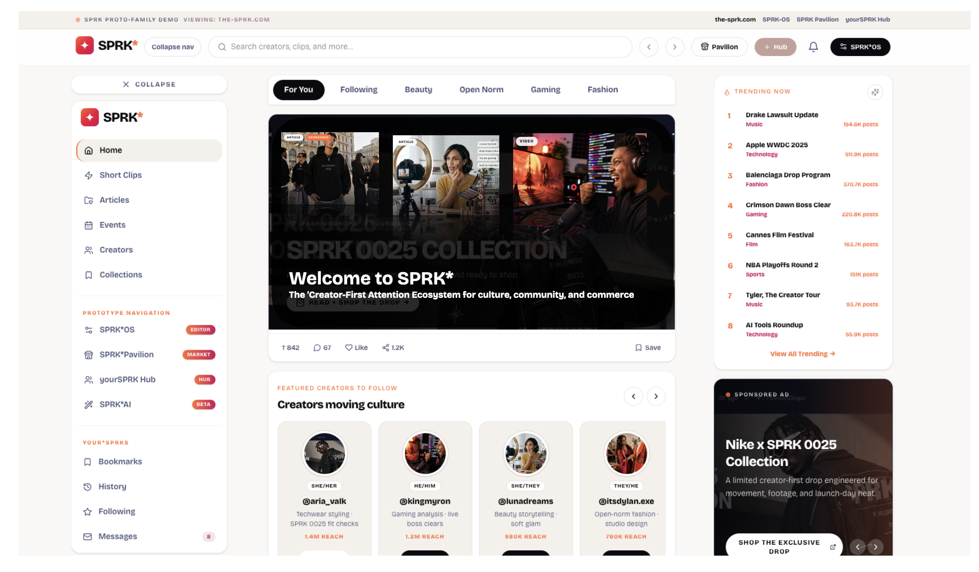 Welcome to SPRK* creator-first attention ecosystem